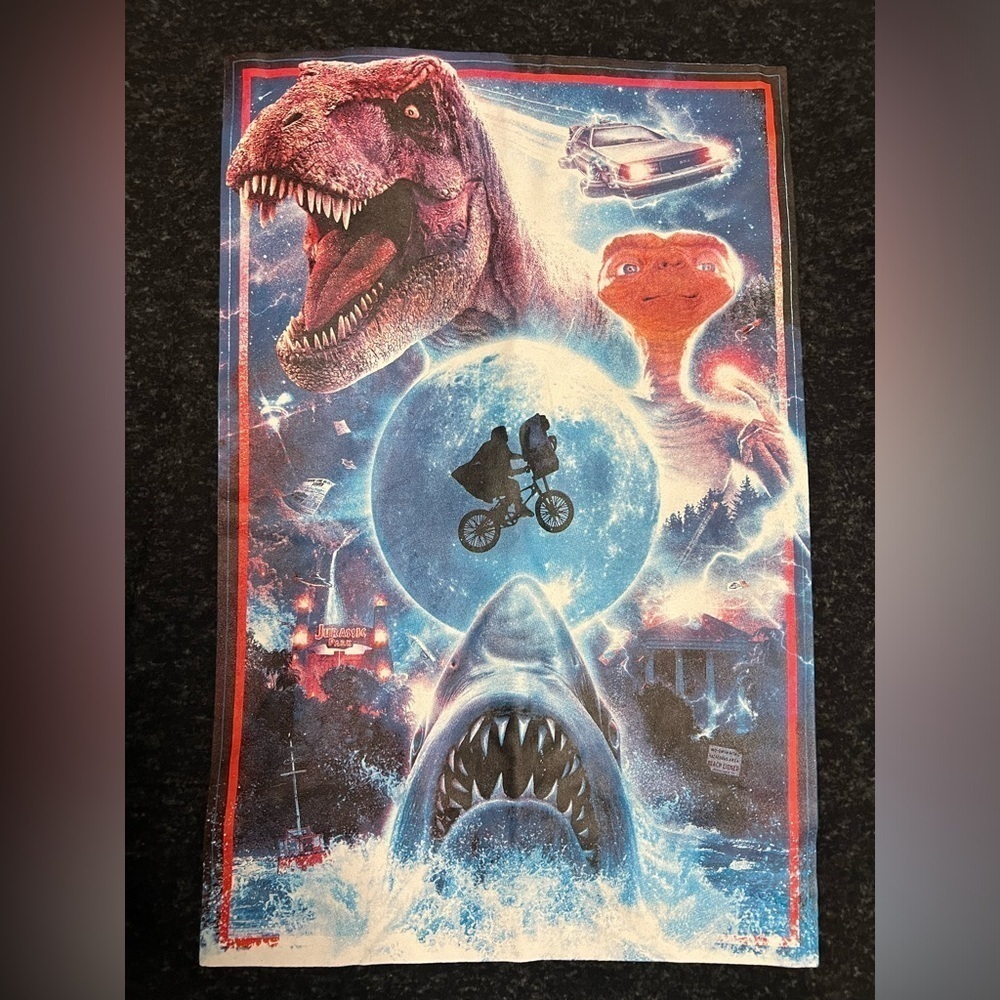Universal Studios Black Acid Wash Graphic T-Shirt with Holographic Icons Medium - Picture 4 of 6